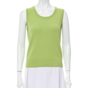 St. John Green Wool Sleeveless Shell Sweater